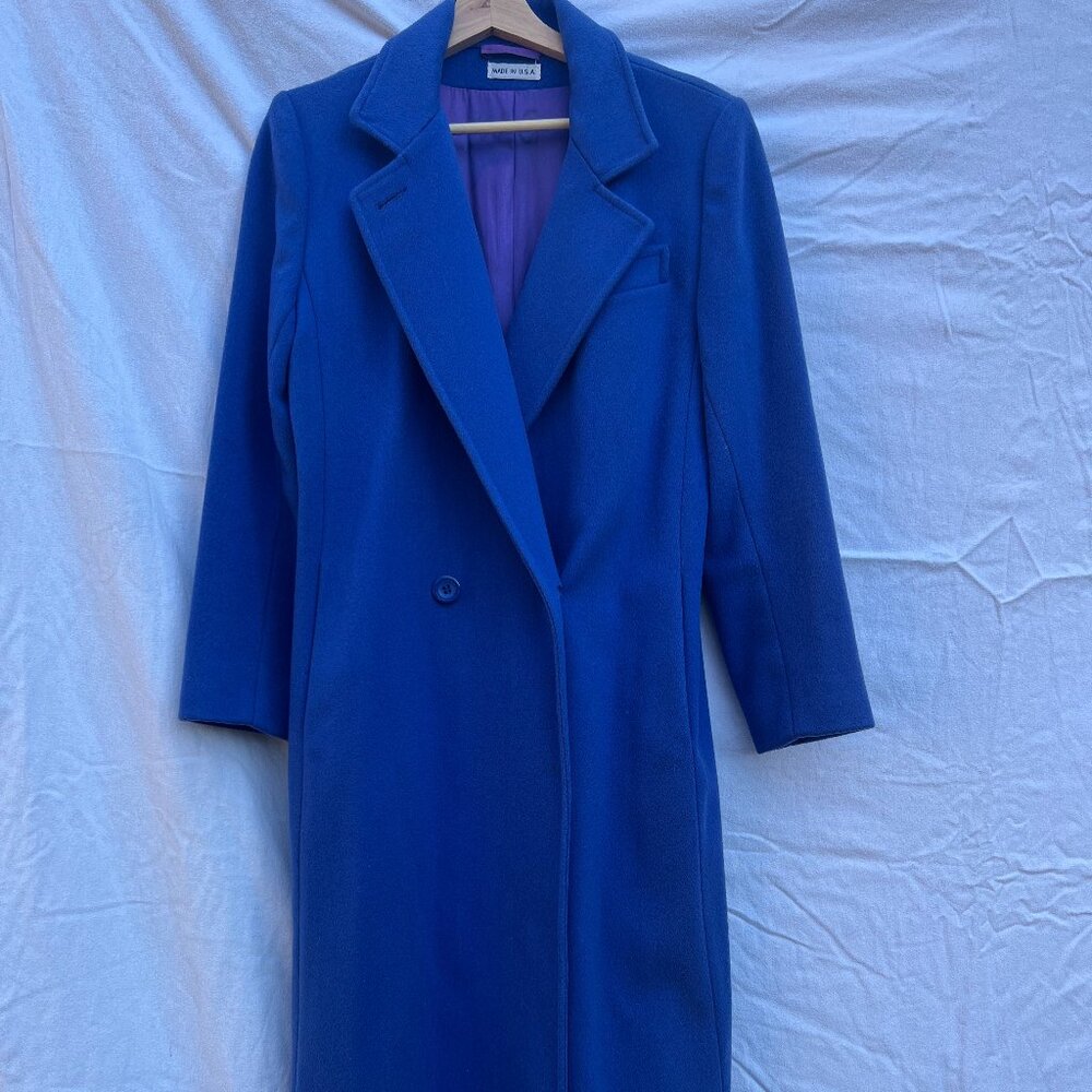 Vintage Royal blue fitted wool pea coat small